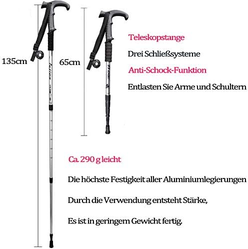 ANGNYA 2 Stück Trekkingstöcke Wanderstöcke mit Antischock-System teleskopierbar, zusammenklappbar, V