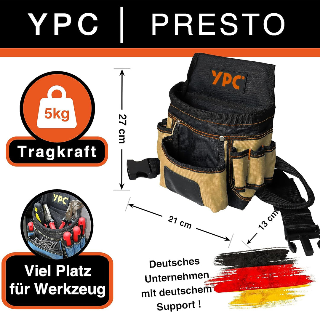 YPC Presto Werkzeug Gürteltasche XL – Werkzeuggürtel, Arbeitsgürtel, wasserfeste Werkzeugtasche mit