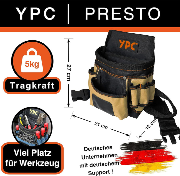 YPC Presto Werkzeug Gürteltasche XL – Werkzeuggürtel, Arbeitsgürtel, wasserfeste Werkzeugtasche mit