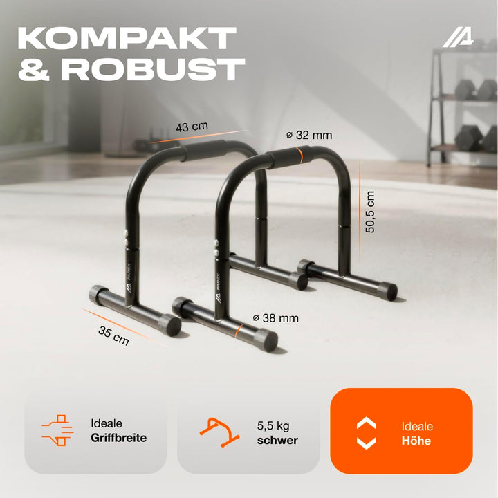 Parex Parallettes aus Stahl, gelenkschonende & rutschfeste Liegestützgriffe, Calisthenics Equipment