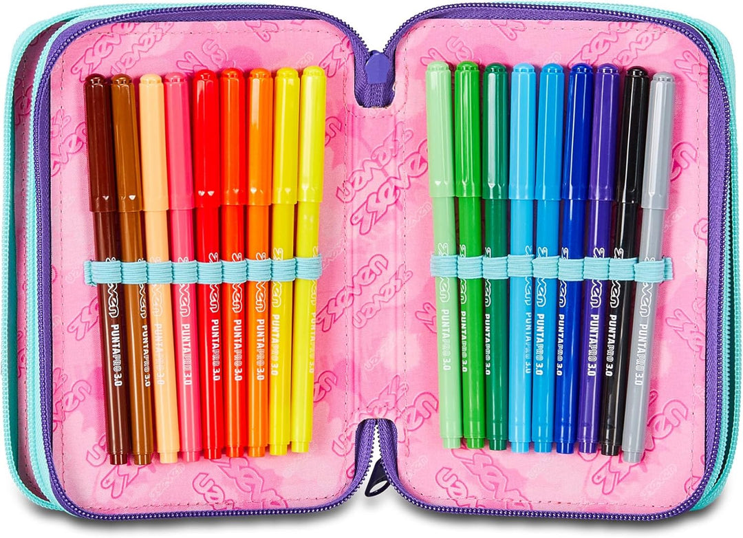 Seven Federmäppchen, Mäppchen, Mehrfarbig, Federtasche für Schreibwaren, Etui mit Stiften, Kugelschr