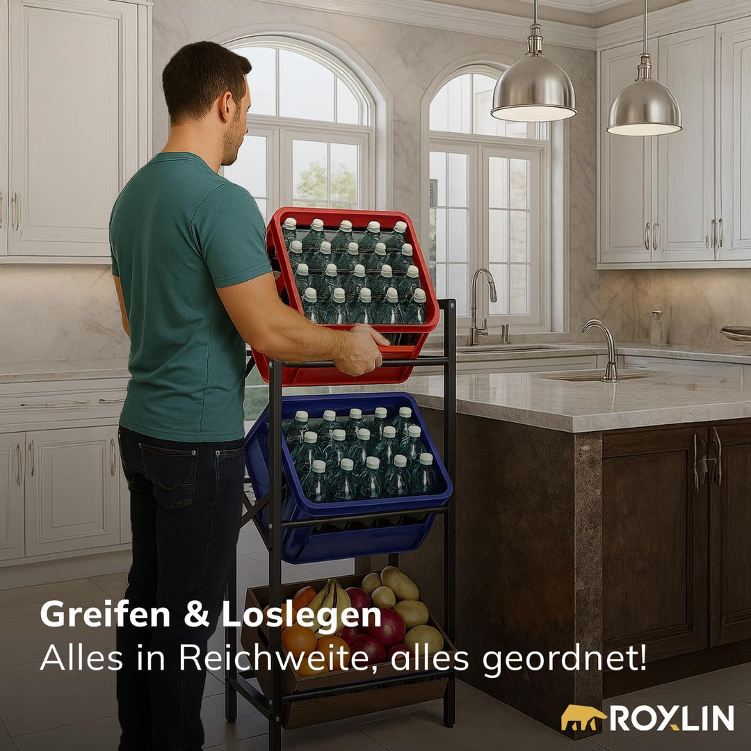 Getränkekistenregal für 3/6 Kisten – Schwerlastregal aus Metall für Bier- &amp; Wasserkisten – Getränker