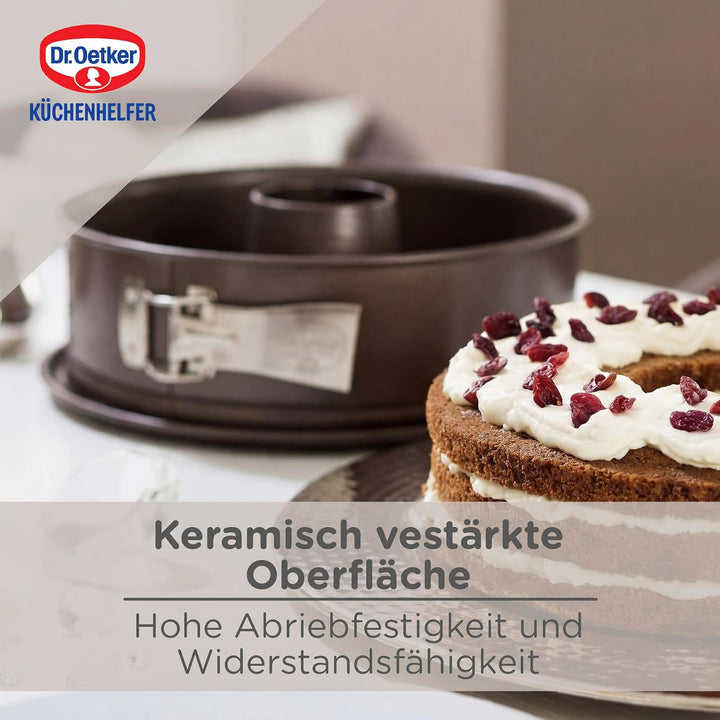 Dr. Oetker Springform Ø 28 cm, runde Backform der Serie Back-Edition aus Stahl mit 2 Böden - Flach-