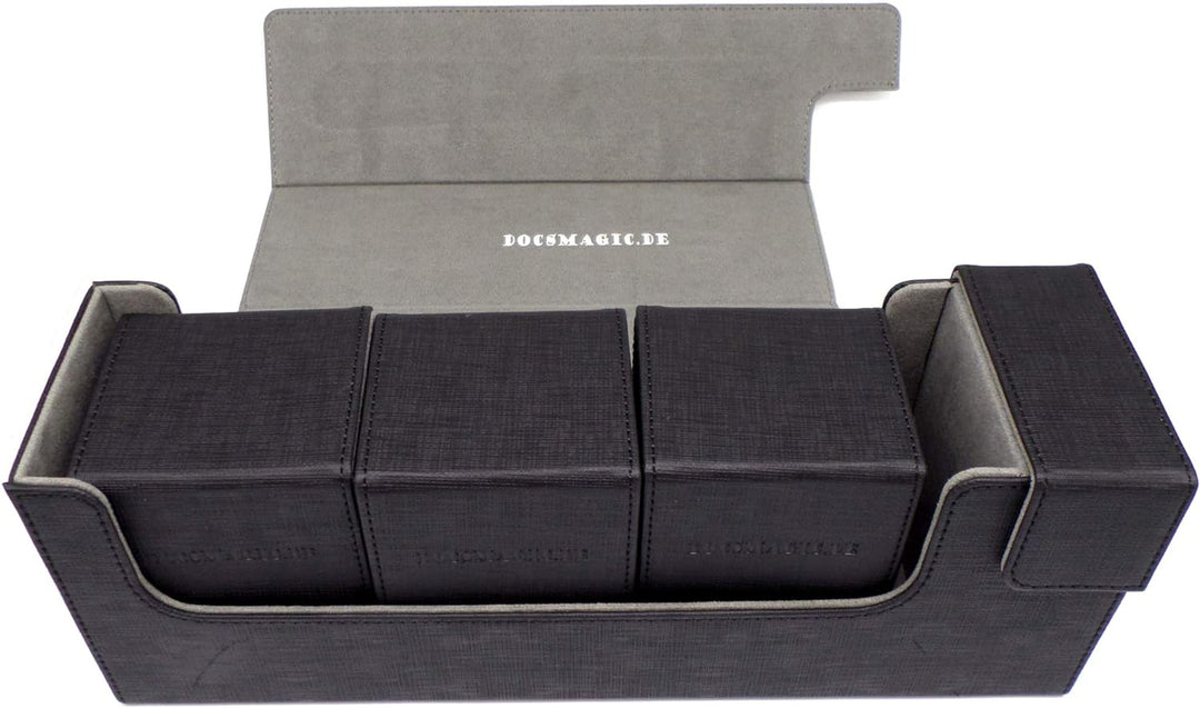docsmagic.de Premium Magnetic Tray Long Box Black Medium + 3 Flip Boxes - Schwarz Medium + 3 Flip Bo