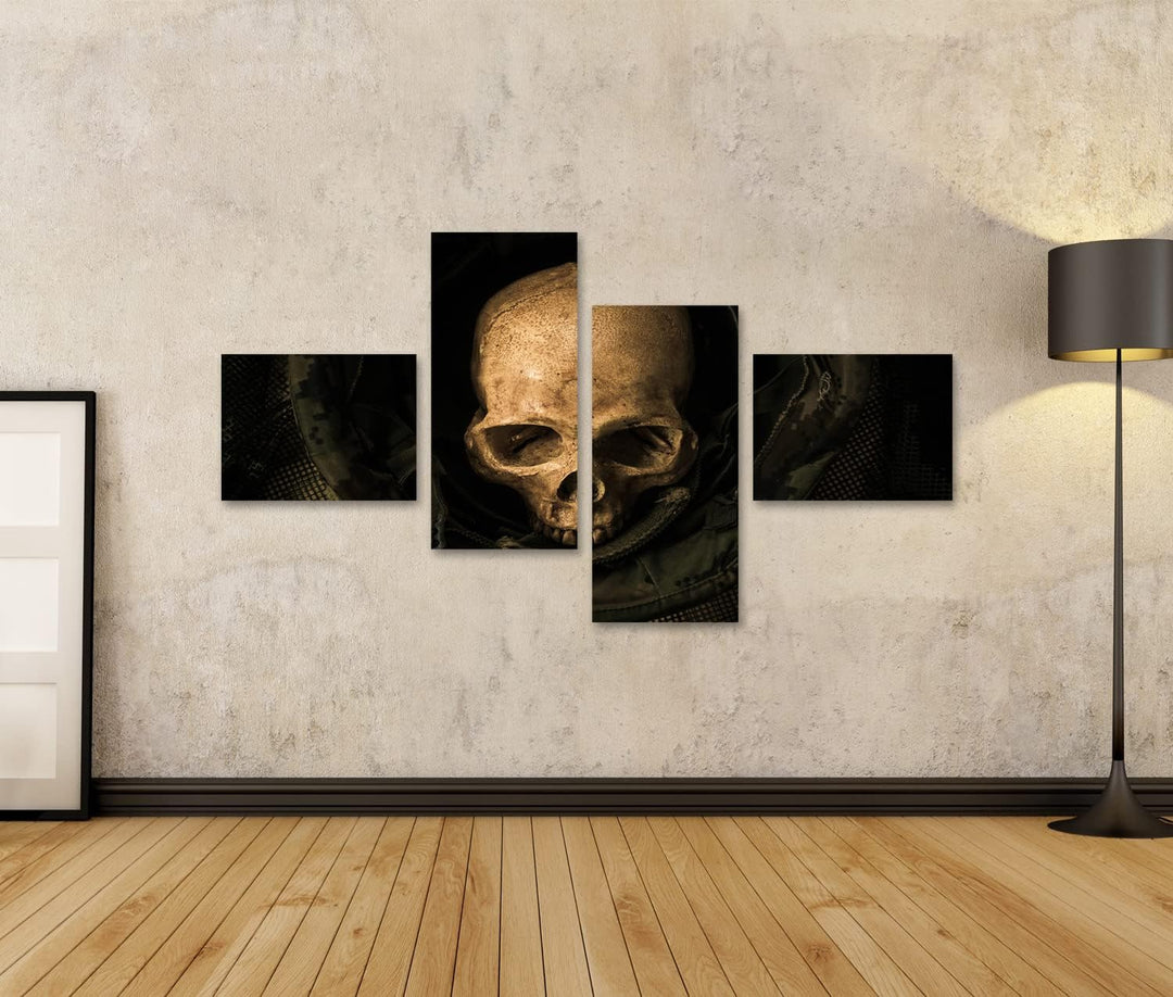 islandburner Bild auf Leinwand Stilleben Mit Menschlichen Schädel In Soldatenhelm Bilder Wandbilder