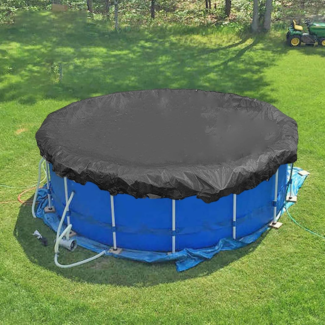 Qihuyi Pool Poolabdeckung Runde, 366CM/122CM/162CM Wasserdichtes Oxford-Tuch Abdeckplane für Schwimm