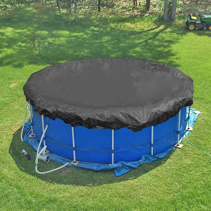 Qihuyi Pool Poolabdeckung Runde, 366CM/122CM/162CM Wasserdichtes Oxford-Tuch Abdeckplane für Schwimm
