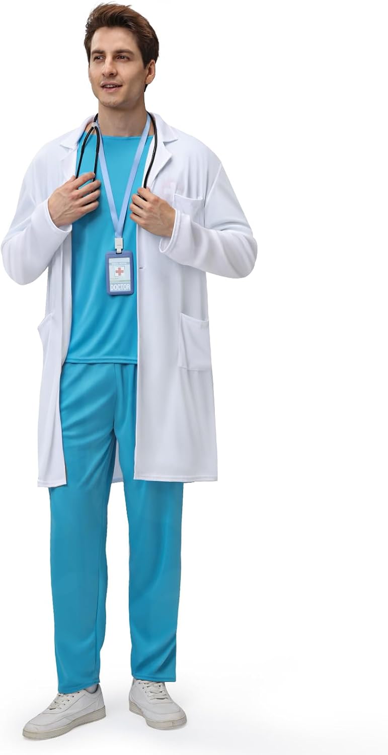 BuzzoXerex Arzt Kostüm Herren, Chirurg Kostüm Herren Karneval Doktor Outfit Erwachsene Set mit Arztk
