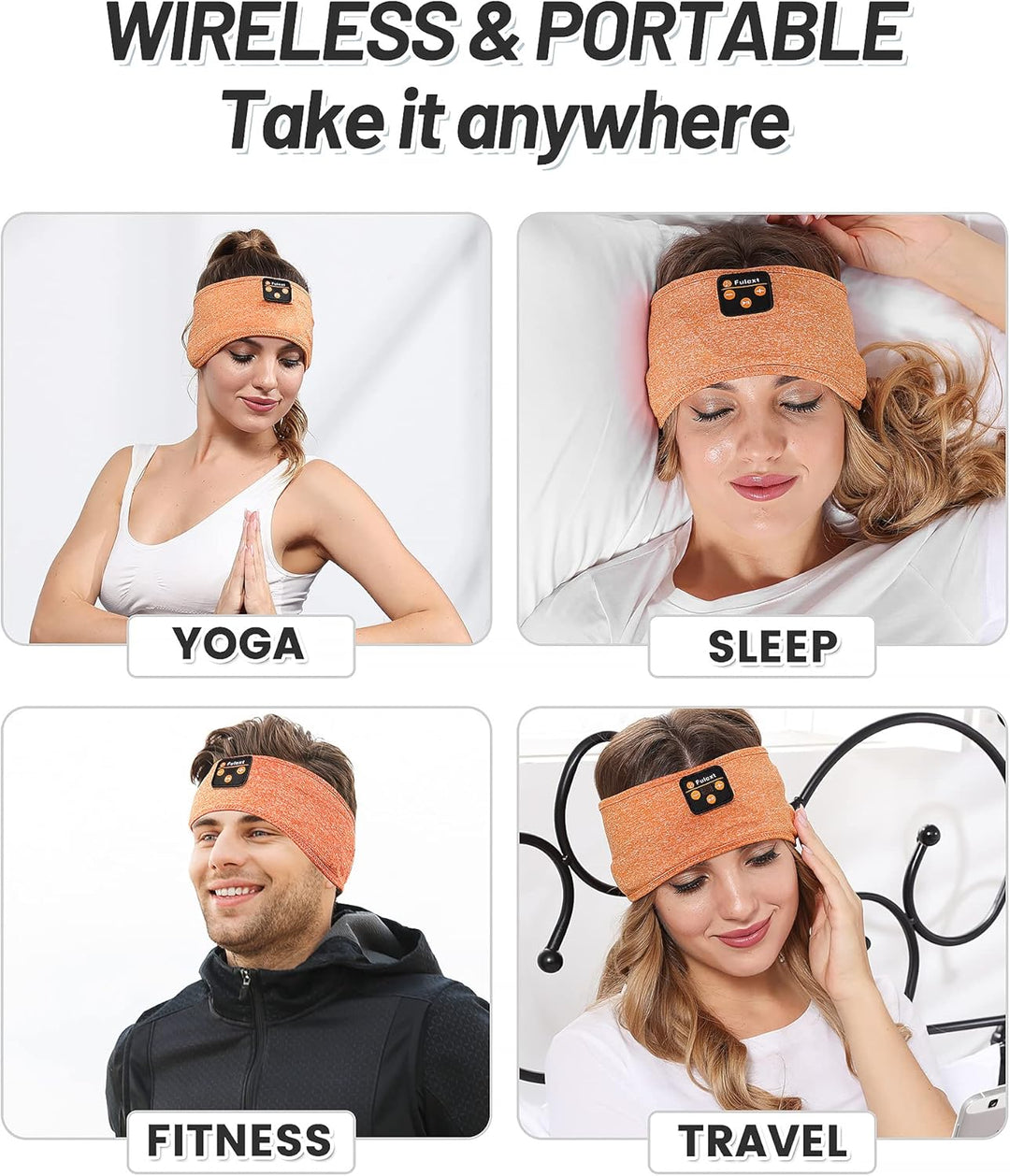 Schlafkopfhörer Bluetooth-Stirnband, Upgrage Soft Sleeping Wireless Music Sport Headbands, Long Time