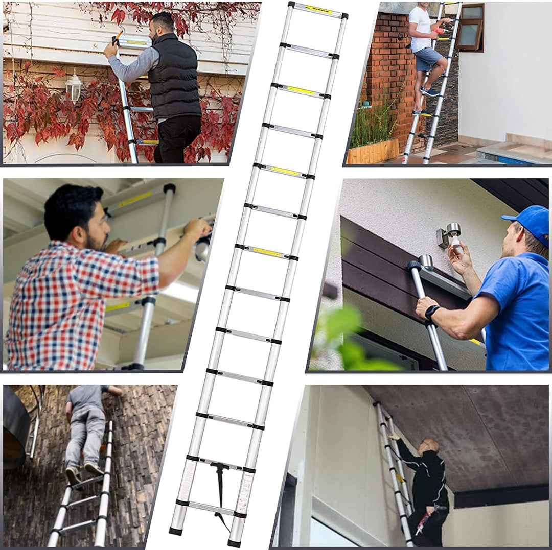 Hooha Aluminium Teleskopleiter Klappbar 3,9m/5,1m/6,3m mit Anti-Rutschmatte aus Gummifasern Folding