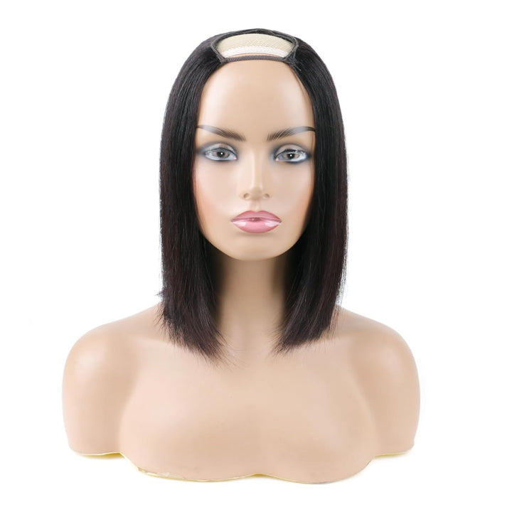 Huairisi 10 Inch Straight Bob Wigs for Women None Lace, Short Straight U Part Wig Bob Human Hair, Sh