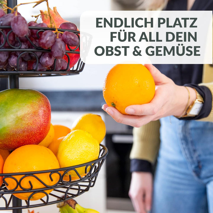 Chefarone Obst Etagere 3 Etagen - Etagere Obst für mehr Platz auf der Arbeitsplatte - dekorativer Ob