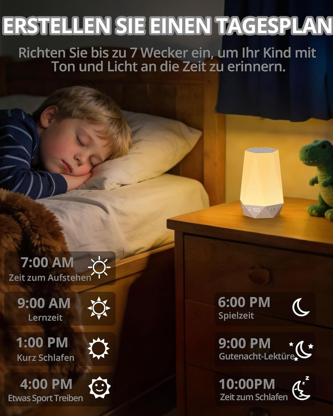 HOMGEN Schlafampel White Noise Maschine Lichtwecker mit 32 Einschlafgeräuschen 3 in 1 Schlafuhr mit