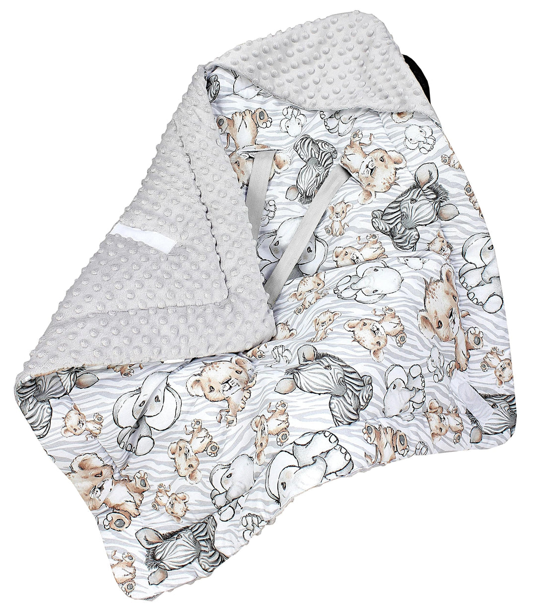 TupTam Baby Winter Einschlagdecke Babydecke 75x75cm für Autositz Babyschale Wattiert Minky Baumwolle