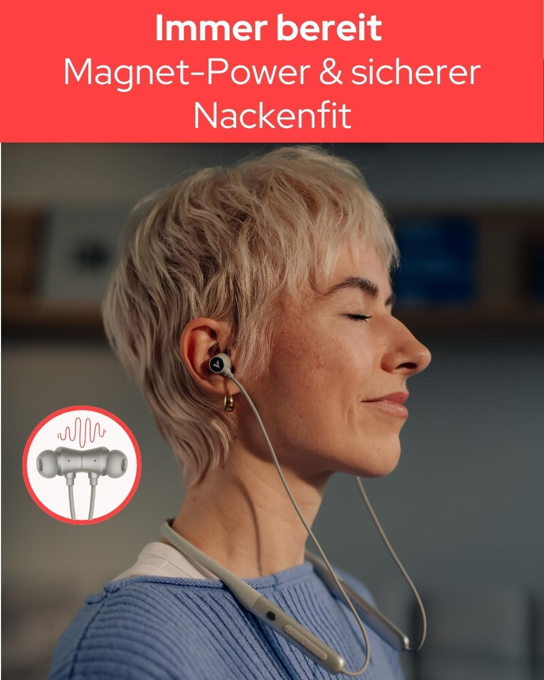 Verbatim TruSound ANC Neckband Earbuds (Grau) Bluetooth 5.4 mit Active Noise Cancelling Mikrofon 28h