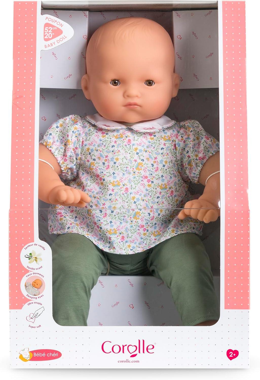 Corolle Mon Grand Poupon Bébé Chéri, 52cm, Weichkörperpuppe mit Schlafaugen, kann echte Babykleider