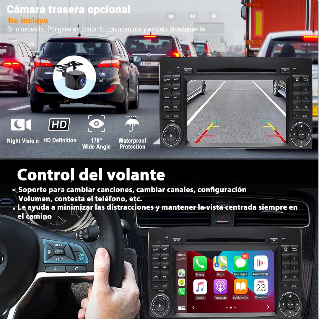 QIIKEN Autoradio mit Bildschirm, für Mercedes-Benz Autoradio Bluetooth CarPlay/Android Auto/GPS/Buil