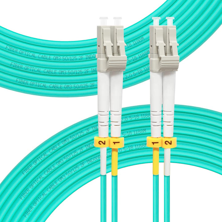 FLYPROFiber 50M OM3 LC auf LC LWL Glasfaser Patchkabel | Längenoptionen: 0,2m-100m, 10 GB Duplex LC-