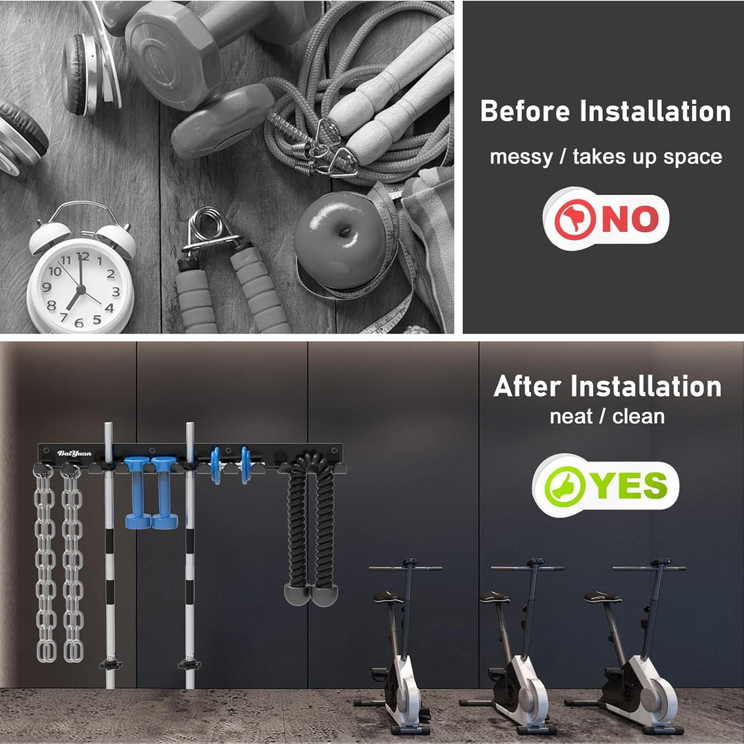 Home Gym Aufbewahrungsregal – 12 Haken Heavy Duty Gym Rack Organizer, Mehrzweck-Workout-Ausrüstung,