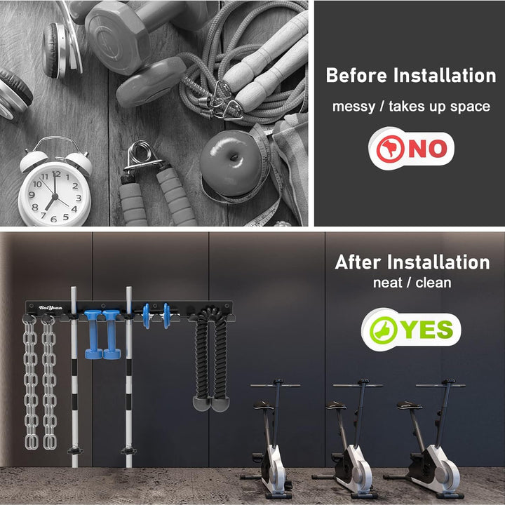 Home Gym Aufbewahrungsregal – 12 Haken Heavy Duty Gym Rack Organizer, Mehrzweck-Workout-Ausrüstung,