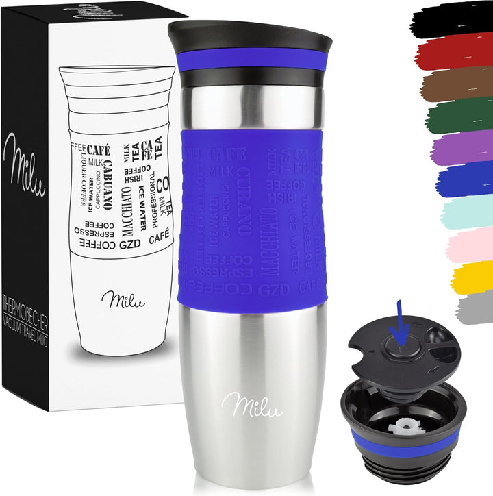 Milu Thermobecher 370ml 450ml Isolierbecher Kaffeebecher to go - 100% Auslaufsicher - Trinkbecher au