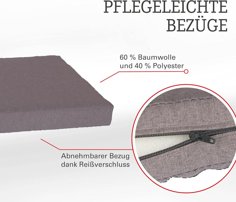 Beo Sitzkissen 70x70 cm wasserabweisend für Lounge Gartenmöbel | Made in EU Lounge-Kissen Grau | Stu