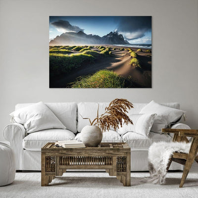 Bilder auf Leinwand 100x70cm Leinwandbild mit Rahmen Vulkan Natur Gross Wanddeko Bild Schlafzimmer K