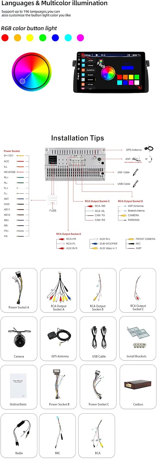 JOYX Android 12 Autoradio Passt für E46 / M3 / 3 Series (1998-2005) Navigation - Rückfahrkamera Canb