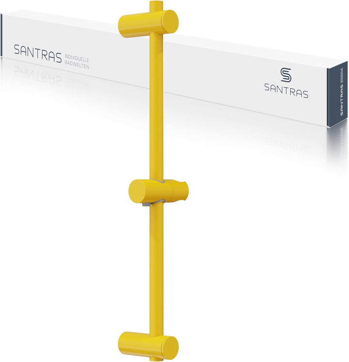 SANTRAS® Wandstange PREMIUM Gelb 96 cm MADE IN GERMANY – Individuell verstellbare Brausestange mit 2