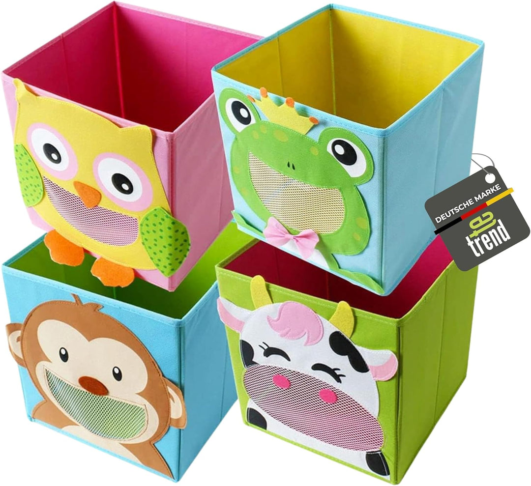TE-Trend 4 Stück Kinderzimmer Moebel Aufbewahrungsbox Kinder Spielzeugkiste Motiv Faltbox Set Spielz