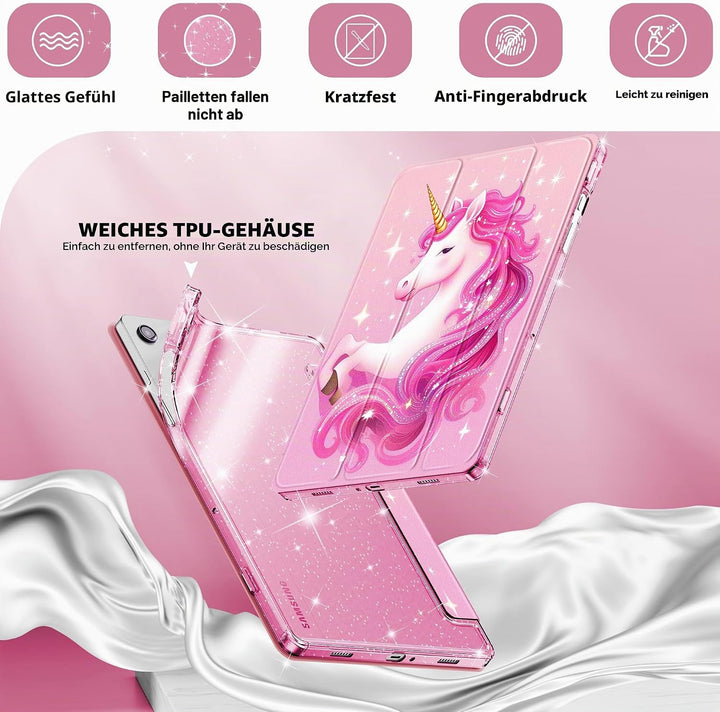 INFILAND Hülle für Samsung Galaxy Tab A11+/A9+11 Zoll (2023/2025),Glitzernde Schutzhülle mit funkeln