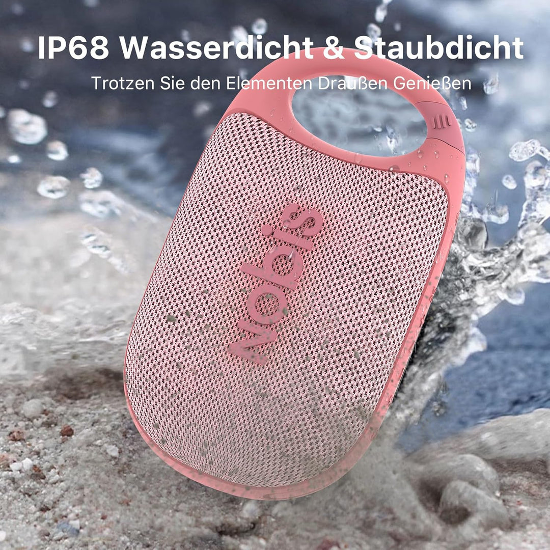 NOBIS Clip N1 Tragbarer Bluetooth Lautsprecher mit App, Beat-Modus, bis zu 24 Stunden Spielzeit, IP6