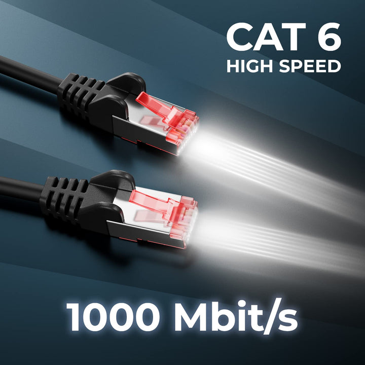 deleyCON 10x 1m CAT6 Patchkabel S/FTP PIMF Schirmung CAT-6 RJ45 Netzwerkkabel Ethernetkabel LAN DSL