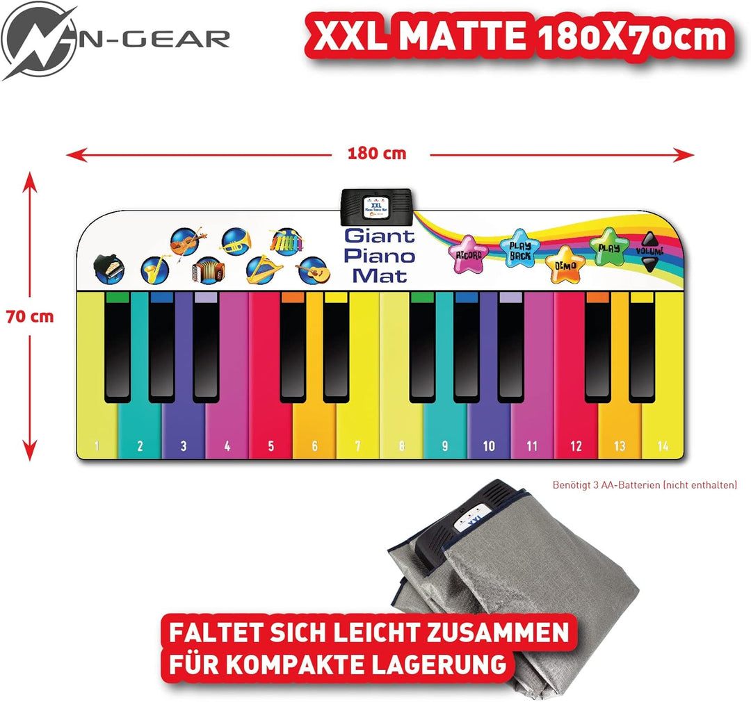 N-Gear Riesen Klaviermatte XXL : Tanzmatte Musikmatte Kids Piano und Musikbox Kinder in einem - Jung