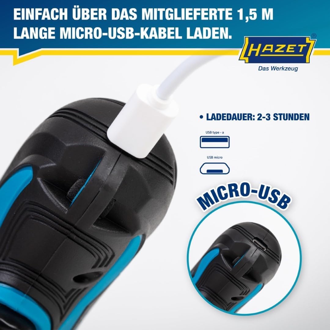 HAZET Mini Akku-Schrauber inkl. Holster 9230B-1 | Werkzeug zum An-/Abziehen von Bauteilen | einfach,