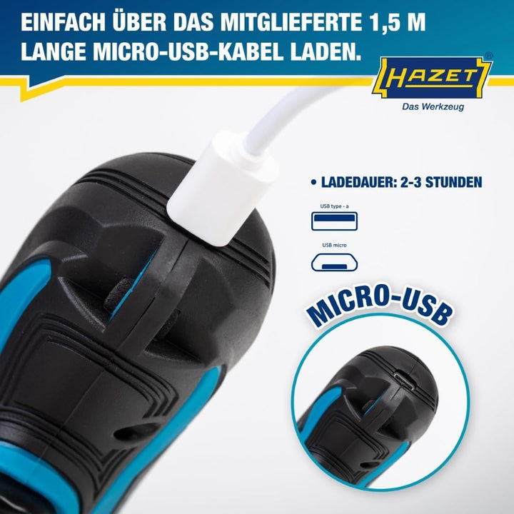 HAZET Mini Akku-Schrauber inkl. Holster 9230B-1 | Werkzeug zum An-/Abziehen von Bauteilen | einfach,