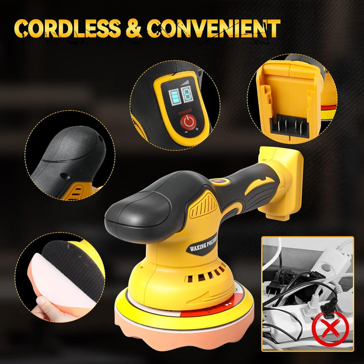 Kabelloser Auto Poliermaschine für Dewalt, bürstenloses 6-Zoll-Auto Politur-Set, 8 variable Geschwin