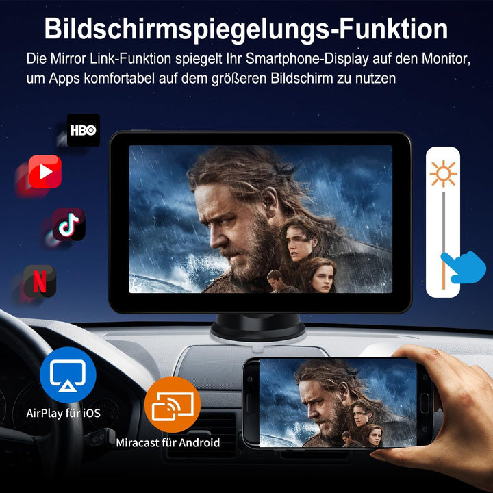Tragbare CarPlay Display, Wireless Android Auto Monitor, 7 Zoll IPS Bildschirm mit Bluetooth-Freispr
