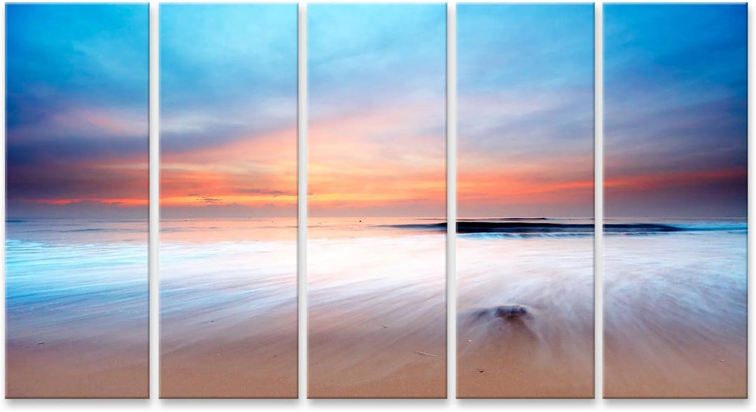 islandburner Bild auf Leinwand Sonnenuntergang Strand Meer Bilder Wandbilder Poster Leinwand 170x80c