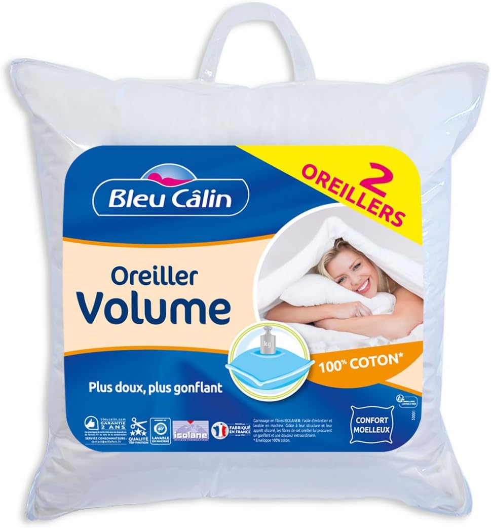 Bleu Calin 2er-Set Volumen-Kopfkissen Weiss, 60x60cm, ODTI