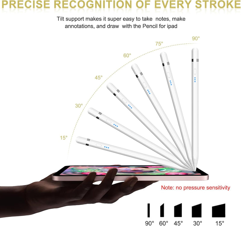 Pencil 1. Generation für iPad, Stift für iPad mit USB-C Schnellladung & Handfläche Ablehnung & Neigu