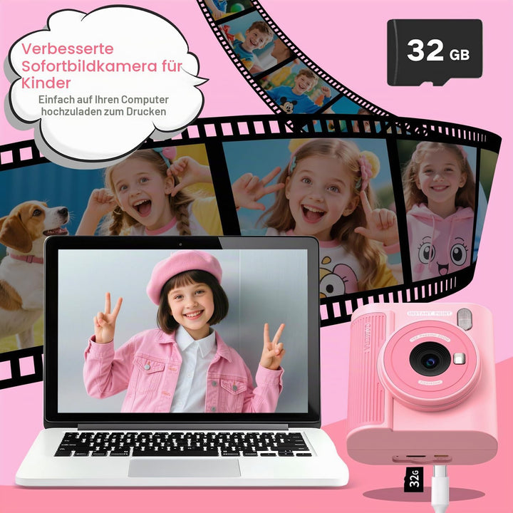 Zicor Kinderkamera Instant Print, 1080HD Digital Video &amp; Instant Print Kamera für Kinder, lustige We