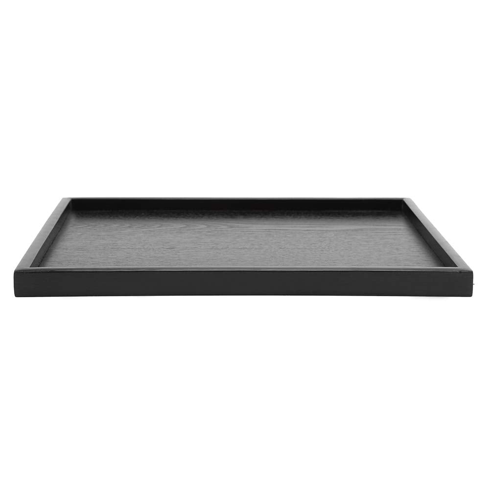 Raguso Rechteckform Tablett Schwarz Massivholz Tee Tablett Kaffee Snack Essen Mahlzeiten Mehrzweck-S