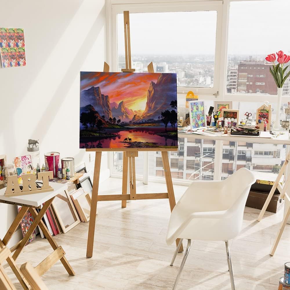 Artnapi Malen nach Zahlen Erwachsene mit Rahmen | DIY Handgemalt | Sonnenaufgang in Savanne | Kit fü