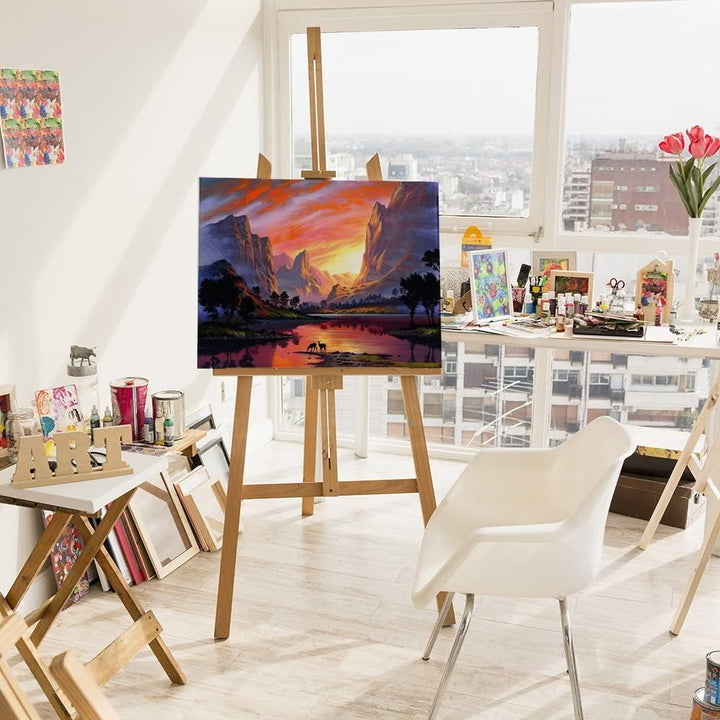 Artnapi Malen nach Zahlen Erwachsene mit Rahmen | DIY Handgemalt | Sonnenaufgang in Savanne | Kit fü