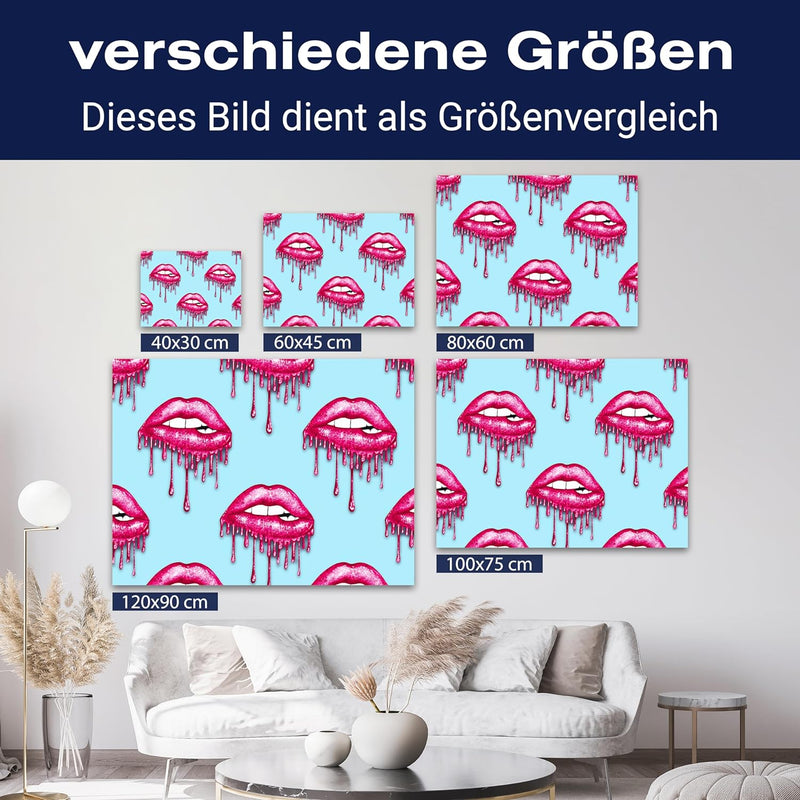 wandmotiv24 Leinwandbild 260 g/m² - Kunstdruck auf Leinwand - Wandkunst - Wandbild mit Frauen Lippen