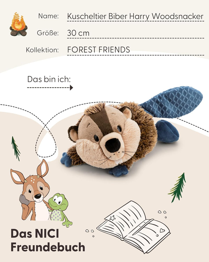 NICI Kuscheltier Biber Harry Woodsnacker 30cm - braun - Weiches Plüschtier – niedliches Stofftier zu
