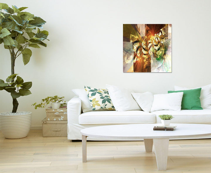 Paul Sinus Art Kunstdruck Abstrakt408_60x60cm - Leinwandbild Herbstfarben - Abstrakter Wirbelsturm -