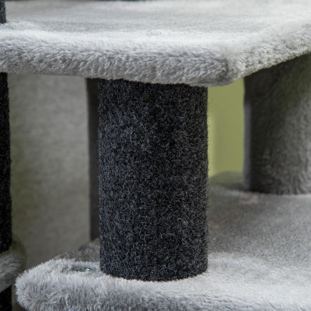 PawHut Hundetreppe 3/4 Stufen 66 cm Hoch Haustiertreppe mit Schlafhöhle, Rampe, Sipielball, Katzentr