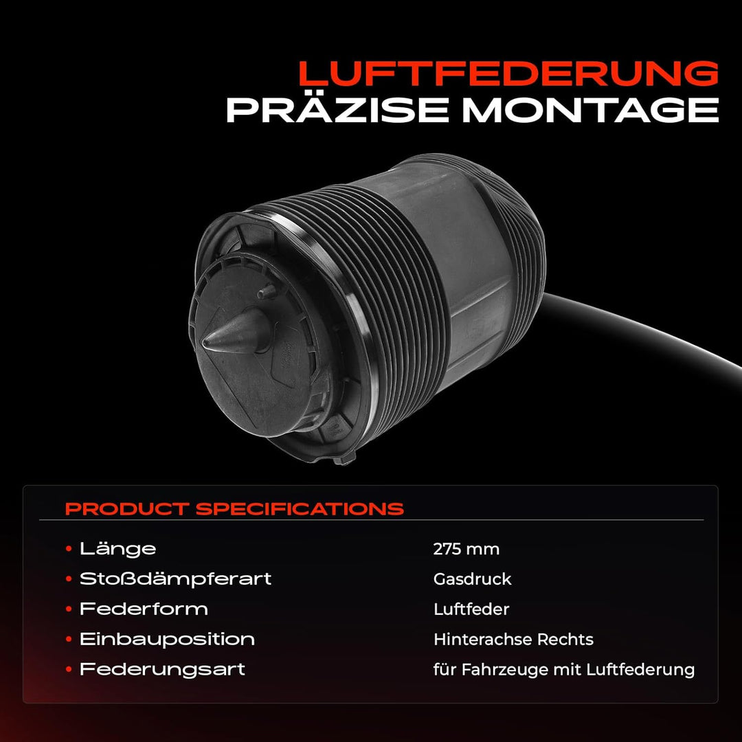 Frankberg Luftfederung Luftfeder Luftfederbälge Hinterachse Rechts Kompatibel mit Q7 4MB 4MG 2.0L 3.
